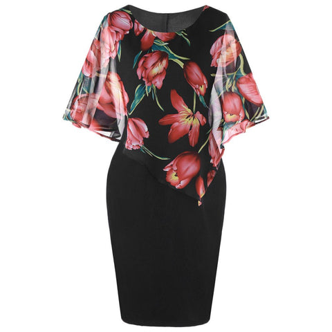 Hotkey® Women Dresses Plus Size Rose Cocktail Party Evening Mini Dress Beach Sundress for Summer