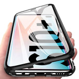 Eabuy Galaxy S10 Plus Case, 360° Full Body Transparent Tempered Glass with Magnetic Adsorption Metal Bumper Case Cover for Samsung Galaxy S10 Plus Black