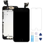 Screen Replacement for iPhone 6 Black 4.7" LCD Display Touch Digitizer Frame Assembly Full Repair Kit, with Home Button, Proximity Sensor, Ear Speaker, Front Camera, Screen Protector, Repair Tools
