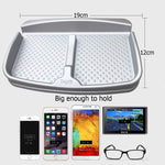 No Slip Car Dashboard Grip Pad,Anti Skid Rubber Automobile Visor Organizer Holder Tray Storage Stand for Sunglasses,Key Chain,Coins,Pens,Cell Phone,GPS Navigator(Silver)