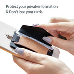 Sinjimoru Phone Grip Card Holder with Phone Stand, Stick on Wallet Functioning as Safety Card Holder for ID/IC Card Useful Leather Phone Stand and Phone Holder. Sinji Pouch B-Grip, Navy.
