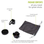 Phone Camera Lens Kit - Professional 2 in 1 Universal Set for iPhone, Samsung, Smartphones and Tablets - 110 Degree 4K HD Aspherical Wide Angle, 20X Macro Lens for Cell Phones