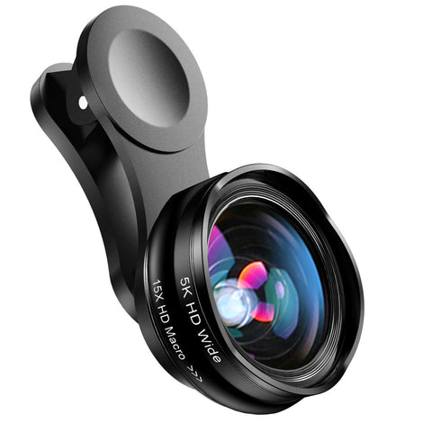 Anazalea for iPhone and Android Lens, Wide Angle & Macro Lens (Screwed Together), Cell Phone Camera Lens Kit for iPhone X XR XS Max 8 7 6S Plus Samsung S9 S8 and Android Phone with Travel Case
