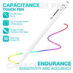 Stylus Pen for Touch Screen, XIRON Rechargeable 1.5mm Fine Tip Point Active Stylus Pen Smart Digital Pencil 2 in 1 Copper Tip & Mesh Tip with Anti-Fouling Glove Perfect for Drawing, Writing (White)