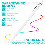 Stylus Pen for Touch Screen, XIRON Rechargeable 1.5mm Fine Tip Point Active Stylus Pen Smart Digital Pencil 2 in 1 Copper Tip & Mesh Tip with Anti-Fouling Glove Perfect for Drawing, Writing (White)