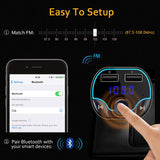 Comsoon Bluetooth FM Transmitter for Car, [Compact Design] Wireless Radio Receiver Adapter Kit with Hands-Free Calling, Dual USB Charger 5V/2.4A & 1A, Support TF/SD Card, USB Disk