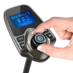 Nulaxy Bluetooth Car FM Transmitter Audio Adapter Receiver Wireless Handsfree Voltmeter Car Kit TF Card AUX 1.44 Display – KM18 Coffee