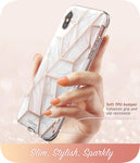 iPhone Xs Case, iPhone X Case,[Built-in Screen Protector] i-Blason [Cosmo] Full-Body Glitter Bumper Case for iPhone Xs 5.8 Inch 2018 Release (Marble)