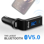 FM Transmitter, LDesign Bluetooth Wireless in-Car FM Radio Adapter Car Kit with Hand Free Call | Stereo 4 Modes Music Play | TF Card &U-Disk Reading Applicable for All Smart Phones -Black