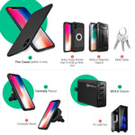 Maxjoy Wireless Car Charger iPhone X Magnetic Case Set,3- in-1 Air Vent Mount Magnetic Car Charger, 360 Degree Rotation Strong Magnetic Mount Holder with Phone Receiver Case for iPhone X, Gray Case