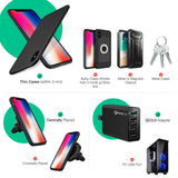 Maxjoy Wireless Car Charger iPhone X Magnetic Case Set,3- in-1 Air Vent Mount Magnetic Car Charger, 360 Degree Rotation Strong Magnetic Mount Holder with Phone Receiver Case for iPhone X, Gray Case
