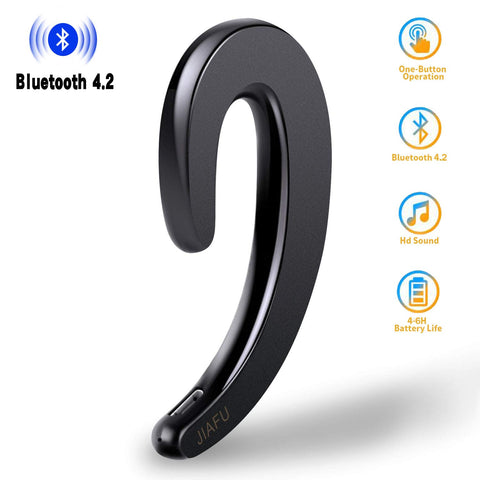 Ear Hook Wireless Bluetooth Headset - JIAFU Upgraded Version Car Wireless Earphones with A Microphone,Single Ear Headset Painless Wearing Sport Earphones for Smartphones,6 Hour Playtime (Piano Black)