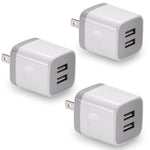USB Wall Charger, BEST4ONE 3-Pack 2.1A/5V Dual Port USB Plug Power Adapter Charging Block Cube Compatible with Phone X 8/7/6 Plus SE/5S/4S, Samsung, Moto, Kindle, Android Phone -White