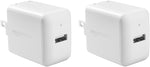 AmazonBasics One-Port USB Wall Charger (2.4 Amp) - White (2-Pack)