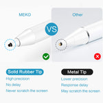 MEKO 1.6mm Fine Tip Active Digital Stylus Pen with Universal Fiber Tip 2-in-1 Perfect for Drawing and Handwriting Compatible with Apple iPad iPhone and Andriod Touchscreen Cellphones, Tablets-White