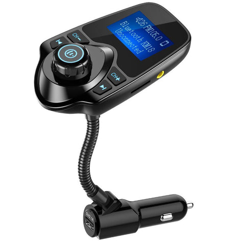 Nulaxy Bluetooth Car FM Transmitter Audio Adapter Receiver Wireless Hands Free Car Kit W 1.44 Inch Display - KM18 Black