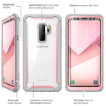 Samsung Galaxy S9+ Plus case, i-Blason [Ares] Full-Body Rugged Clear Bumper Case with Built-in Screen Protector for Samsung Galaxy S9+ Plus 2018 Release (Pink)