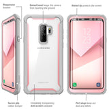 Samsung Galaxy S9+ Plus case, i-Blason [Ares] Full-Body Rugged Clear Bumper Case with Built-in Screen Protector for Samsung Galaxy S9+ Plus 2018 Release (Pink)