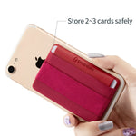 Sinjimoru Phone Grip Card Holder with Flap, Credit Card Stick-On Wallet Functioning as Phone Holder, Safety Finger Strap for iPhone and Android. Sinji Pouch B-Flap,Red.