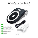 Bluetooth Car Speaker AUTO POWER ON Wireless In Car Speakerphone Handsfree Sun Visor Car Kit Portable Enhance Bass Build in Mic Car Charger for All Smartphone Support GPS ,Music Streaming, Calls