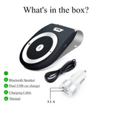 Bluetooth Car Speaker Auto On Off, Aigital Wireless in-Car Speakerphone Support Siri, Google Assistant for Hands-Free Talking, Music Playing&GPS Compatible with All Smartphones Connect Two Phones