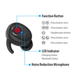 True Wireless Earbuds Bluetooth 5.0 Headphones, Sports in-Ear TWS Stereo Mini Headset w/Mic Extra Bass IPX5 Sweatproof Low Latency Instant Pairing 15H Battery Charging Case Noise Cancelling Earphones