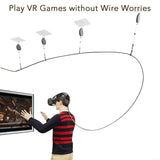 KIWI design 6 Packs Retracable VR Cable Managment | Ceiling Suspension System Compitable with Vive/Vive Pro Virtual Reality/Oculus Rift/Playstation VR/Microsoft MR VR Accessories (White)