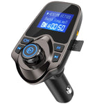 Nulaxy Bluetooth Car FM Transmitter Audio Adapter Receiver Wireless Handsfree Voltmeter Car Kit TF Card AUX USB 1.44 Display - KM19 Coffee