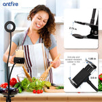 Antfire Selfie Ring Light - Cell Phone Holder Stand Including Selfie Remote Shutter for Live Stream,Makeup,LED Camera Light with Flexible Arms for Smart-Phone,Android,iPhone