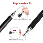 MEKO(TM) (2 Pcs)[2 in 1 Precision Series] Disc Stylus/Styli Bundle with 4 Replaceable Disc Tips, 2 Replaceable Fiber Tips for All Touch Screen Devices - (Black/Purple)