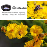 Phone Camera Lens Kit for iPhone Xs/R/X/8/7/6s Pixel, Samsung. 2xTele Lens Zoom Lens+198°Fisheye Lens+0.63XWide Angle Lens &15XMacro Lens+CPL Smartphone,Android,iPhone Lens. Phone Gadget.Photography.