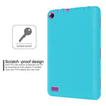 Hocase Fire 7 2015 Tablet Case - Shockproof Raised Edges Screen Protection Silicone Rubber Bumper Hard Protective Case For Amazon Fire 7 Tablet (For 2015 5th Generation Only) - Sky Blue/Deep Pink