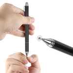 Capacitive Stylus Pen with Ballpoint Pen Writing ,Penyeah 4-in-1 Touch Screen Stylus—Writing Pen &Disc Tip & Mesh Fiber Tip & Rubber Tip,Stylus Pen For Touch Screen Devices--Black