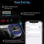 Vproof Bluetooth FM Transmitter, in-Car Wireless Radio Transmitter Adapter Music Player Car Kit W Blue Circle Ambient Light, 2 USB Ports, Hands Free Calling, TF Card & USB Flash Drive Support