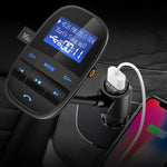 Nulaxy Bluetooth Car FM Transmitter Audio Adapter Receiver Wireless Handsfree Voltmeter Car Kit TF Card AUX USB 1.44 Display Sleep Play Mode - KM20 Black