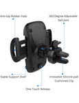 Mpow 086 Upgraded Air Vent Car Phone Mount, 3-Level Adjustable Clamp, 360 Degree Rotation Phone Holder Compatible with iPhone, Galaxy Note, Nexus 6, Smartphones Under 6 inch