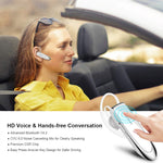 Bluetooth Earpiece- Wireless Bluetooth Headset Noise Cancelling with Mic 24Hrs Talktime Hands-Free 1440Hrs Standby Time Headphones Compatible with iOS/Android Smart Phones, Driver Trucker, White