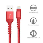 AHGEIIY MFi Certified iPhone Charger Cable,4Pack 3.3FT 6.6FT Nylon Braided Fast Charging Cable for iPhone Xs, Max, XR, X,8 Plus,8,7 Plus,7,6 Plus,6,6S Plus,6s,5,iPad and More(RED)