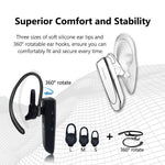 Glazata Bluetooth Headset with 28-Hrs Playtime & Noise Cancelling Mic, Wireless Earbud Headset, Bluetooth Earpiece Hands-Free for iPhone/Samsung Android Cell Phone, Driver/Trucker (Black)