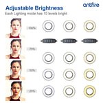 Antfire Selfie Ring Light - Cell Phone Holder Stand Including Selfie Remote Shutter for Live Stream,Makeup,LED Camera Light with Flexible Arms for Smart-Phone,Android,iPhone