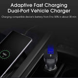 Adaptive Fast Charging Dual-Port Car Charger with USB Type C Charger Cable Compatible Samsung Galaxy S9 / S9+ / S8 / S8 Plus/Active/Note 8 / Note 9 and More