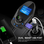 Nulaxy Bluetooth Car FM Transmitter Audio Adapter Receiver Wireless Handsfree Voltmeter Car Kit TF Card AUX USB 1.44 Display On/Off Button Folder Play Mode - KM24 Black
