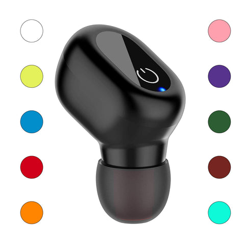 Single Waterproof Bluetooth Earbud - Smallest Wireless Earbud Earpiece Headset Headphone Earphone Car Headset with HD Microphone for iPhone Android and More(One Pcs)-Black