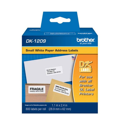 Etiqueta de Dirección Pre-Cortada Brother DK1209, 28.9 x 62mm, 800 Etiquetas