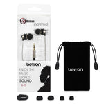 Betron B25 Noise Isolating in Ear Canal Headphones Earphones with Pure Sound and Powerful Bass for iPhone, iPad, iPod, Samsung Smartphones and Tablets (Black Without Remote)