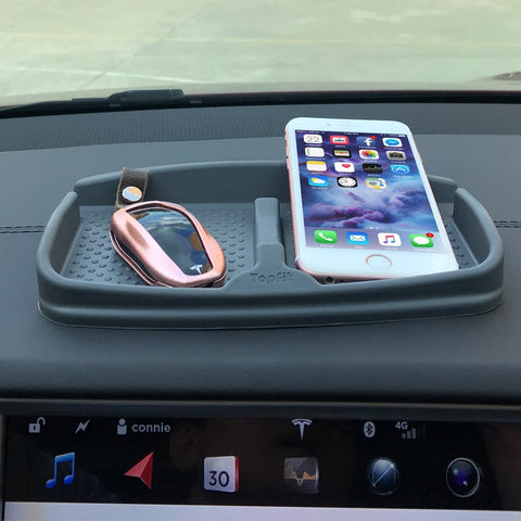 No Slip Car Dashboard Grip Pad,Anti Skid Rubber Automobile Visor Organizer Holder Tray Storage Stand for Sunglasses,Key Chain,Coins,Pens,Cell Phone,GPS Navigator(Gray)