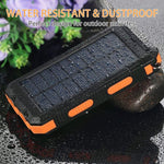 Solar Charger,Yelomin 20000mAh Portable Outdoor Waterproof Mobile Power Bank,Camping External Backup Battery Pack Dual USB 5V 1A/2A Output 2 Led Light Flashlight with Compass for Tablet iPhone Android