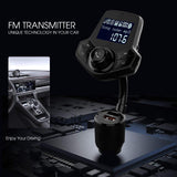 FM Transmitter for Car Audio Bluetooth Transmitter Adapter Receiver Wireless Handsfree Calling and Music Player Voltmeter Car Kit TF Card AUX 1.44 Display Input Output