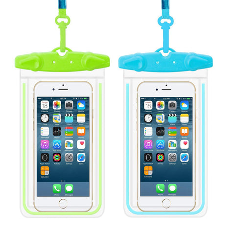 Waterproof Case, WJZXTEK 2 Pack Waterproof Pouch Dry Bag Outdoor Activities Sport Case with Armband Neck Strap Luminous Ornament Perfect for Swimming Protect iPhone Xs XR X 8 8 Plus 7 7Plus 6s Etc
