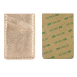 Obbii Metallic Gold PU Leather Card Holder for Back of Phone with 3M Adhesive Stick-on Credit Card Wallet Pockets for iPhone and Android Smartphones (Metallic Gold)